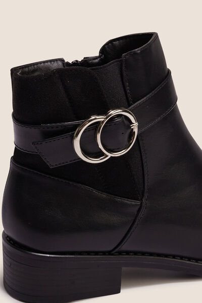 Bottines chelsea à boucles noir femme