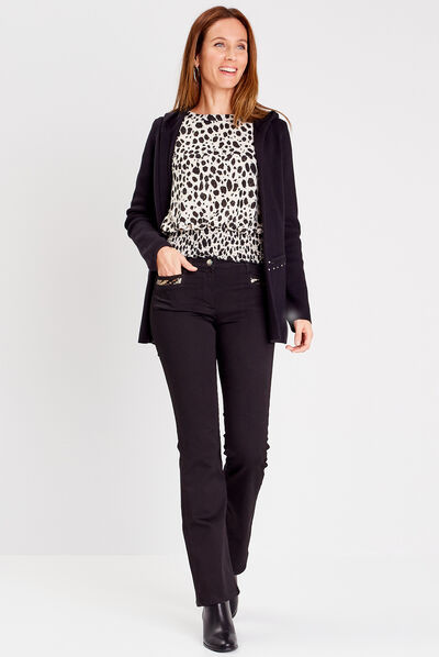 Pantalon bootcut avec sequins noir femme