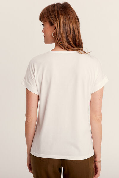T-shirt manches courtes ecru femme