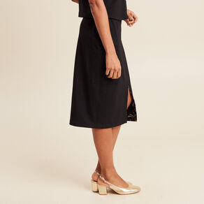 jupe reversible midi droite fendue noir femme Jupe réversible midi droite fendue noir femme