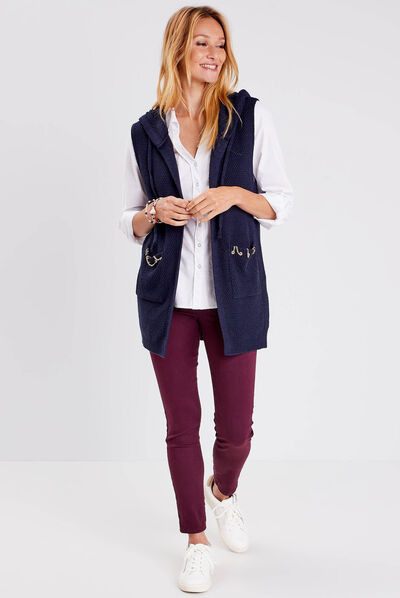 Pantalon léger taille standard 7/8ème prune femme