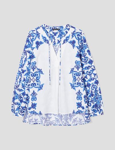 Blouse manches longues bleu femme
