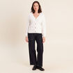 Gilet col v manches longues ecru femme