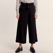 Pantalon large ceinturé noir femme
