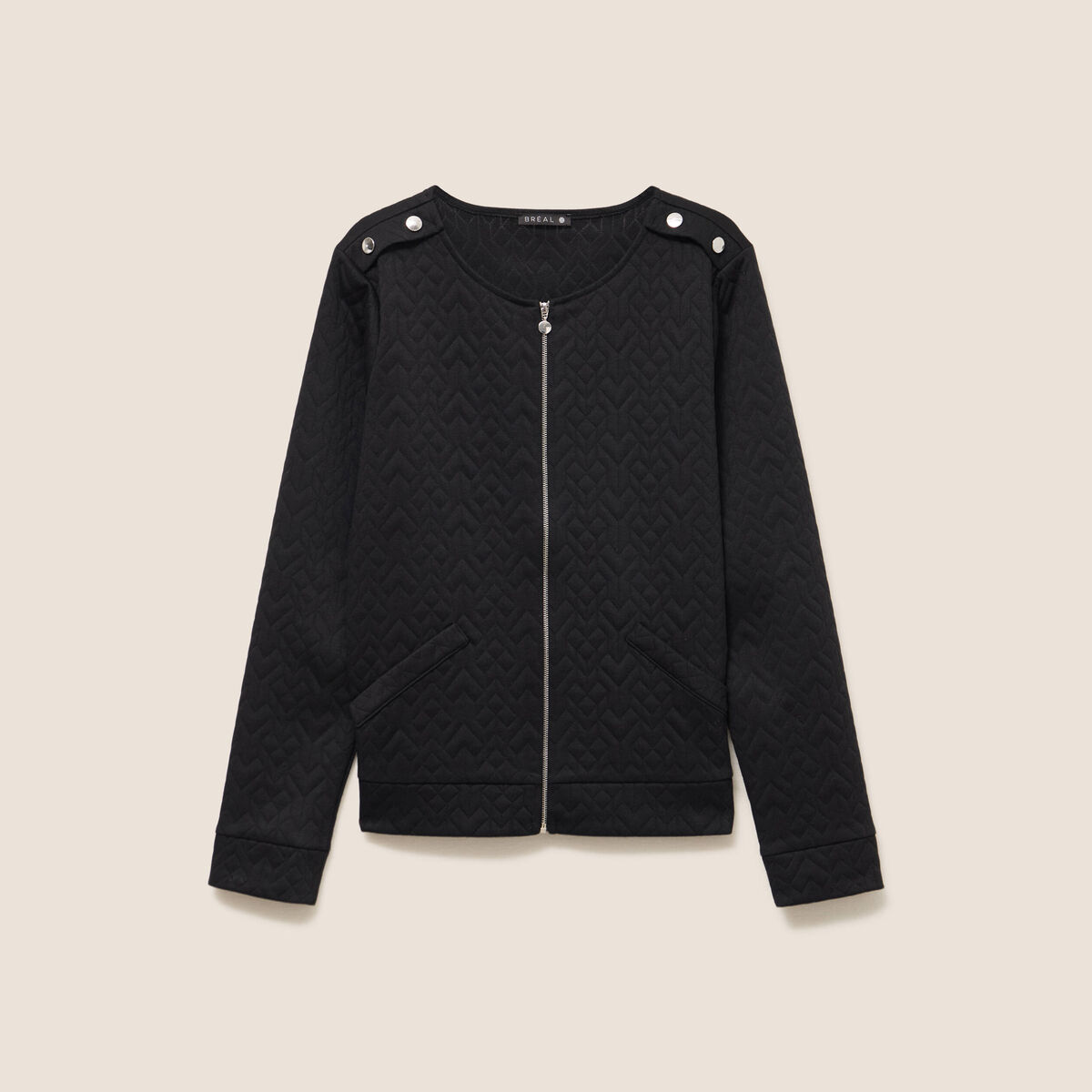 Gilet droit court manches longues noir femme