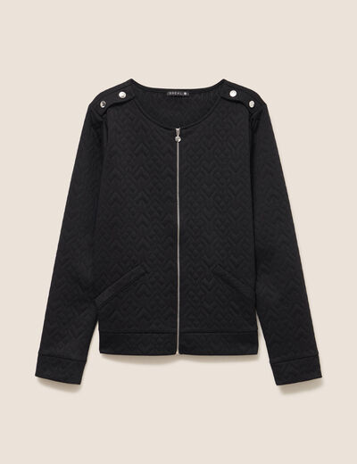 Gilet Noir Et Blanc Taille L – Motif Chevron, Fermeture éclair Dorée, Neuf Avec étiquettes