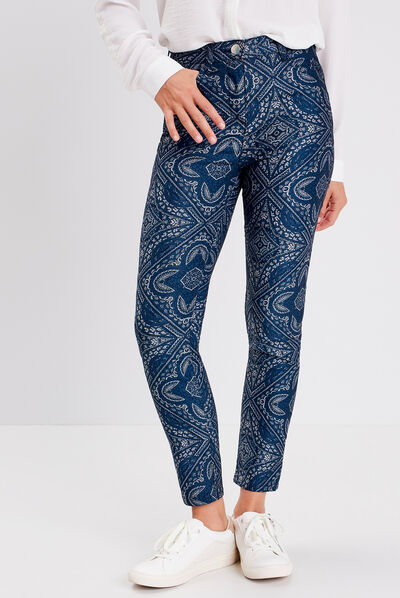 Pantalon ajusté bleu foncé femme