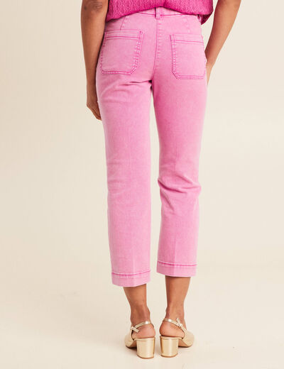 Jean droit 7/8ème rose fushia femme