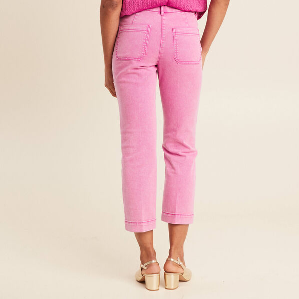 Jean droit 7/8ème rose fushia femme