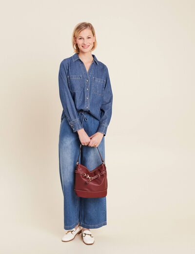 Chemise manches longues jean denim stone femme
