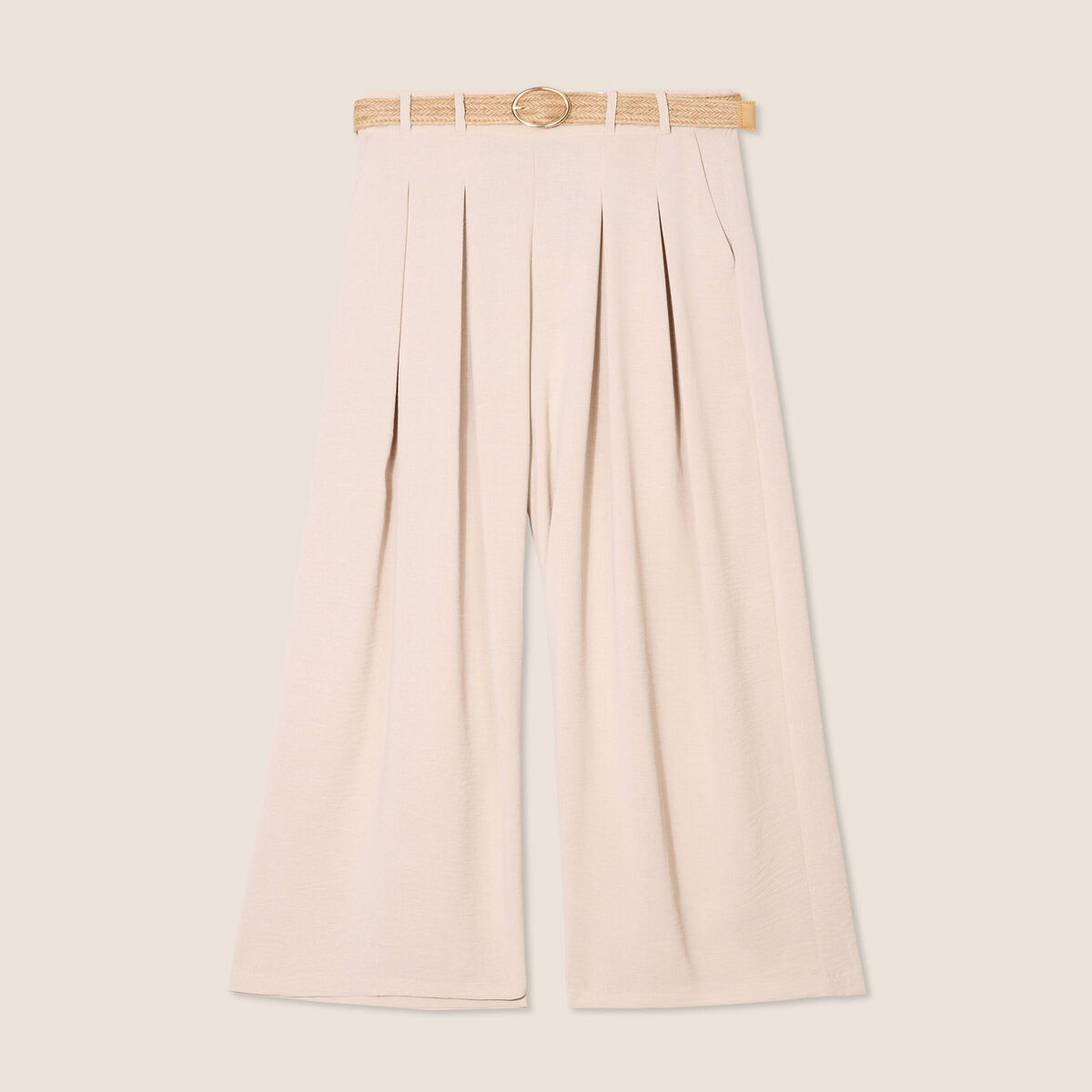 Pantalon jupe-culotte large gris clair femme