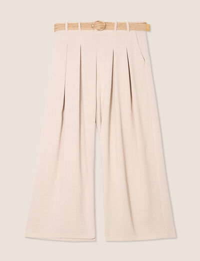 Pantalon jupe-culotte large gris clair femme