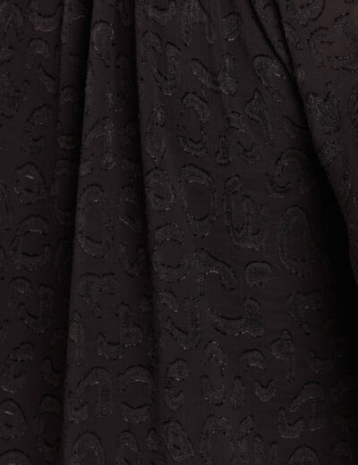 Robe courte &eacute;vas&eacute;e col v manches longues noir femme