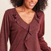Blouse manches longues orange fonc&eacute; femme