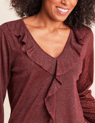 Blouse manches longues orange fonc&eacute; femme