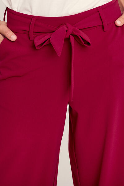 Pantalon large ceinturé rose framboise femme