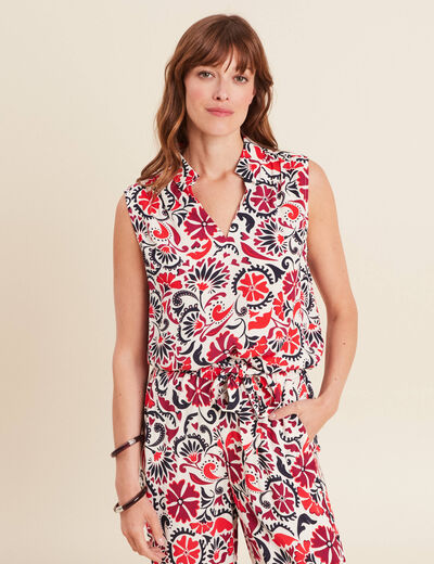 Blouse sans manches blanc femme