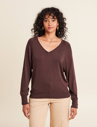 Pull manches longues marron femme