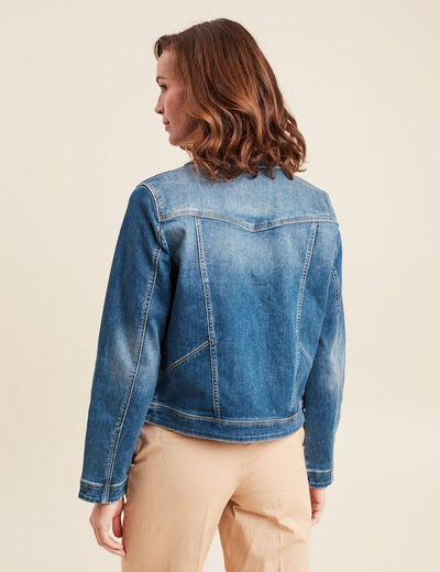 Veste jean ajustée manches longues denim double stone femme