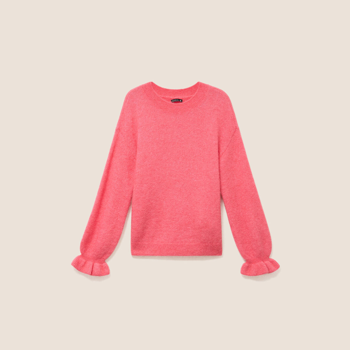 Pull col rond rose framboise femme
