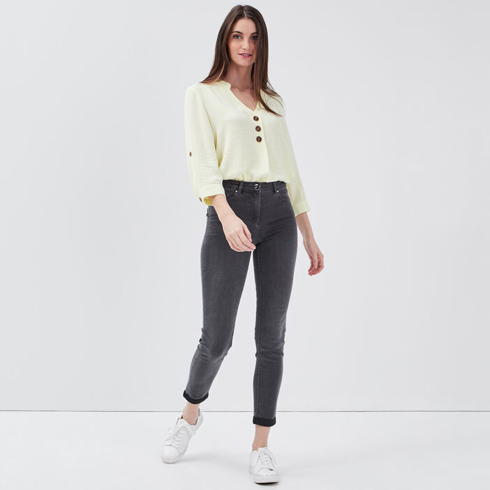 Blouse manches 3/4 jaune clair femme