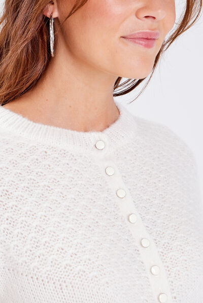 Pull manches longues ecru femme