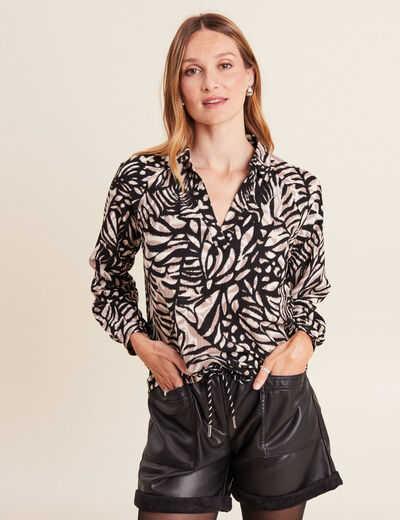 Blouse manches longues marron clair femme