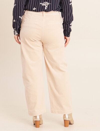 Pantalon barrel 7/8&egrave;me en velours sable femme