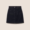 Jupe courte trap&egrave;ze en jean denim brut femme
