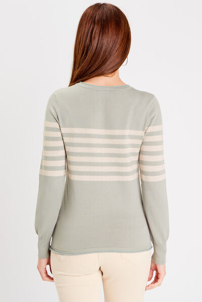 Pull avec col tunisien vert clair femme
