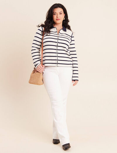 Gilet r&eacute;versible manches longues bleu femme