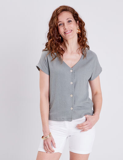 T-shirt manches courtes vert clair femme