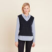 Pull effet 2-en-1 chemise bleu fonc&eacute; femme