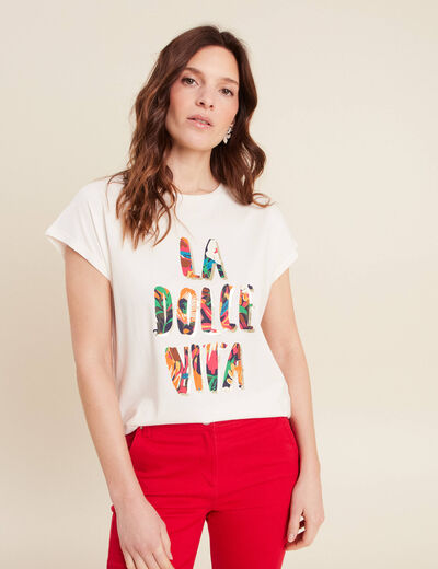 T-shirt manches courtes ecru femme