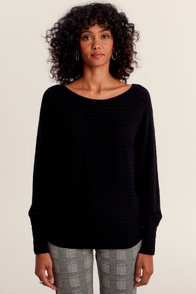 Pull manches longues noir femme