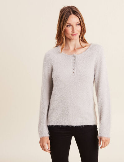 Pull manches longues gris clair femme