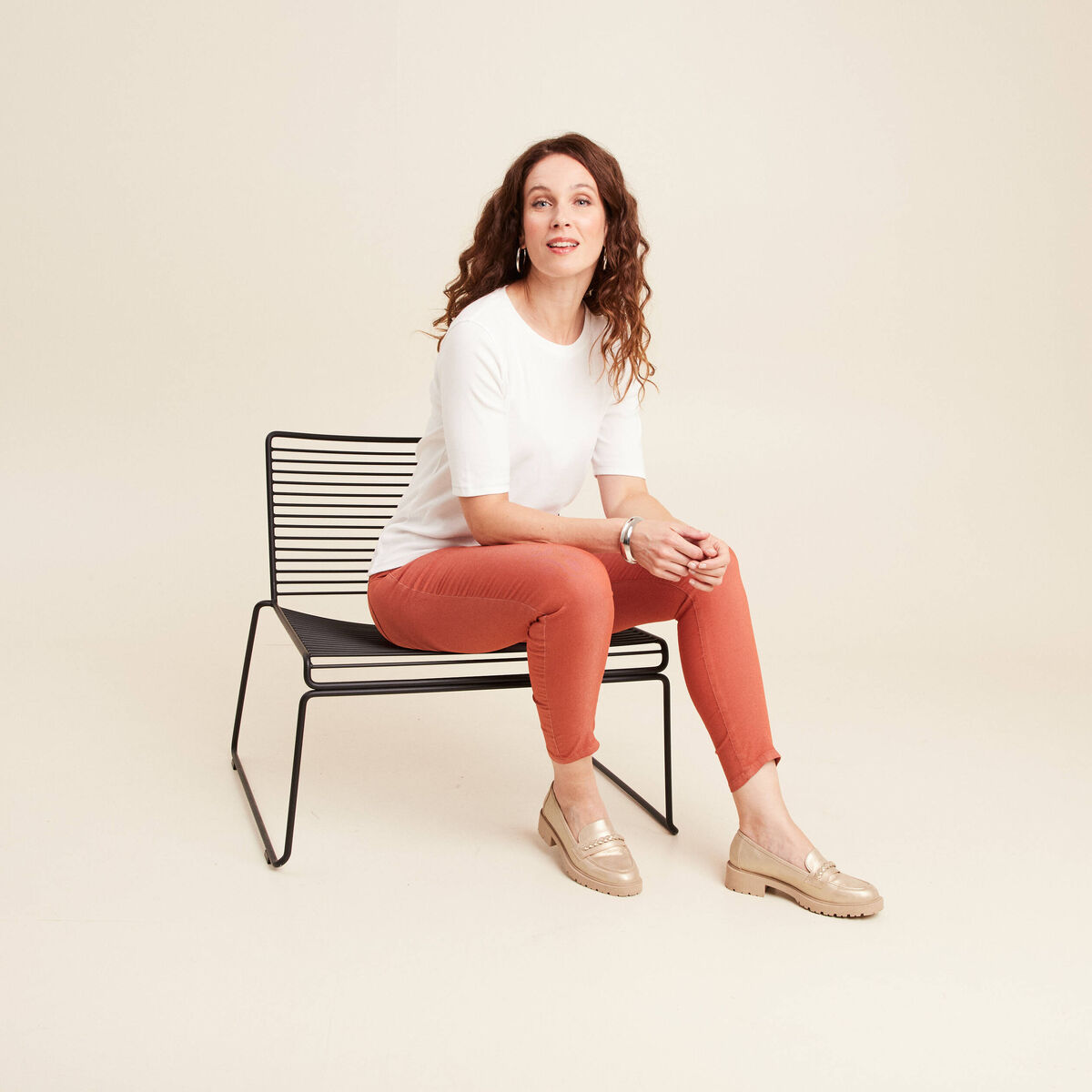 Pantalon léger taille standard 7/8ème vieux rose femme