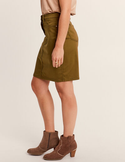 Jupe droite réversible couleur bronze femme