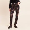Pantalon ajust&eacute; taille haute denim noir enduit femme