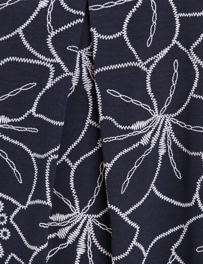 Robe fluide manches courtes bleu foncé femme