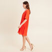 Robe droite plissée orange foncé femme