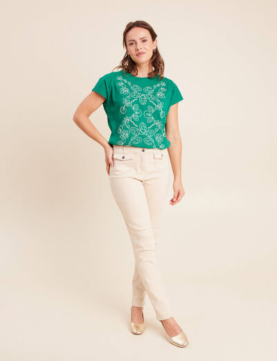 T-shirt col rond manches courtes vert menthe femme