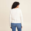 Gilet droit mi-long col V ecru femme