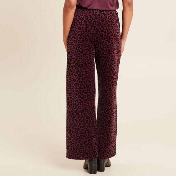 Pantalon large velours marron foncé femme