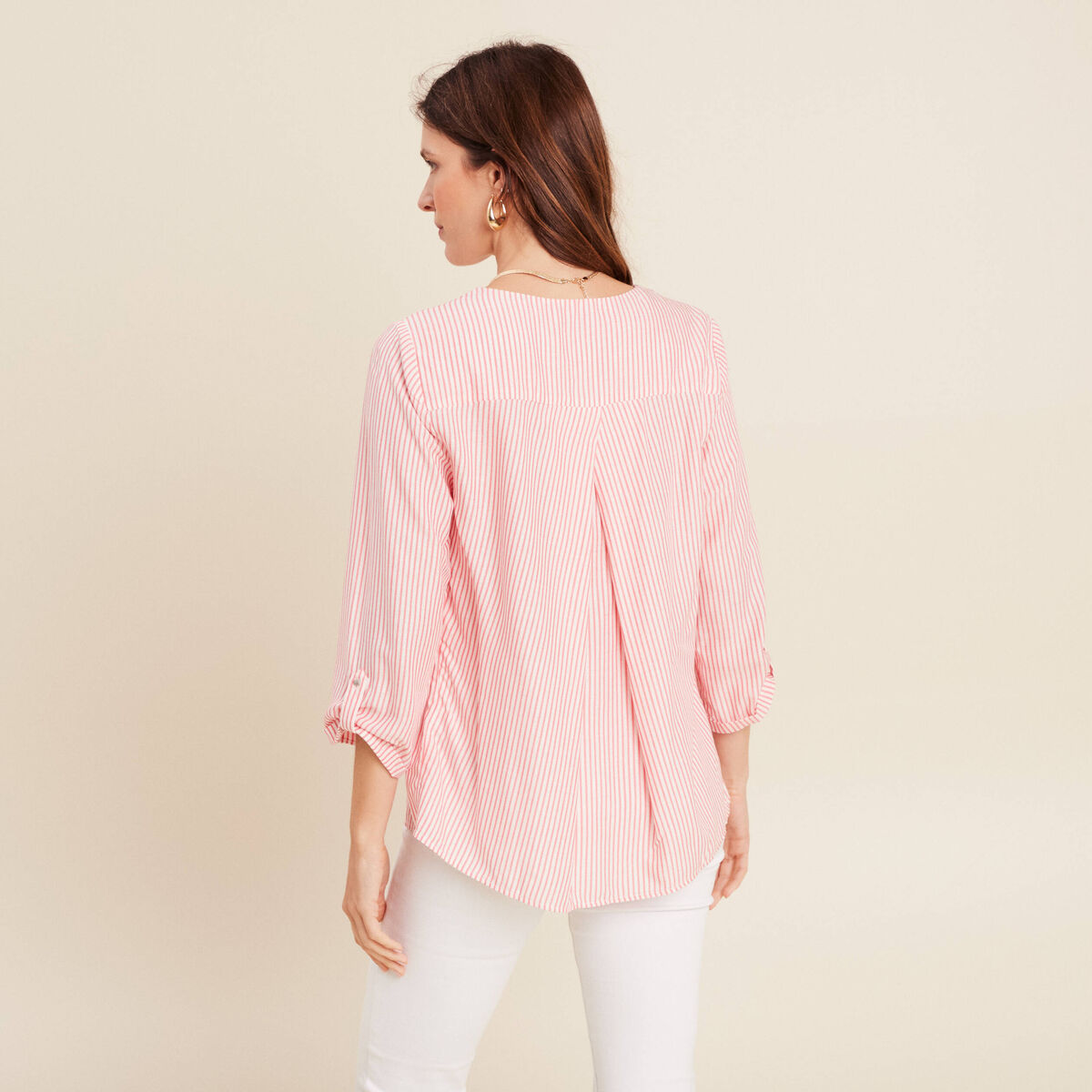 blouse fluide manches 3/4 rouge femme