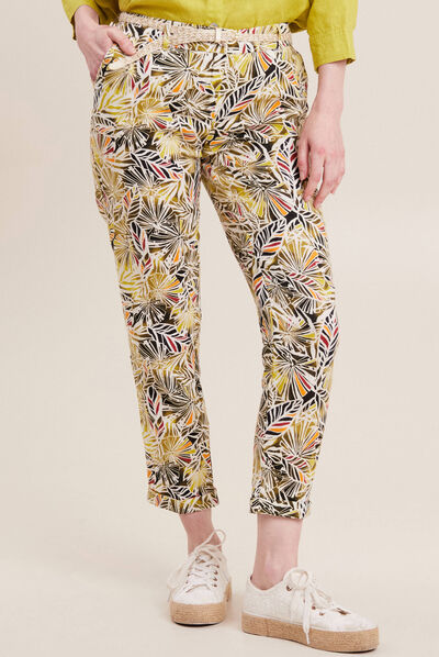 Pantalon à ceinture vert femme