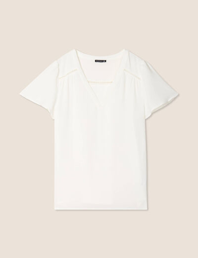 Blouse manches courtes ecru femme