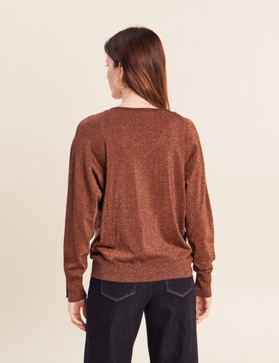 Pull manches longues marron femme