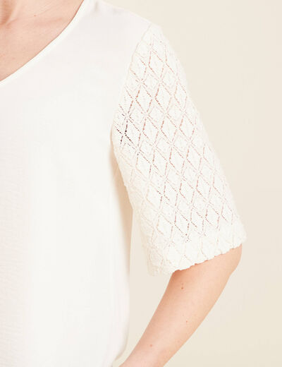 Blouse manches 3/4 ecru femme