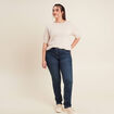 Jean coupe ajust&eacute;e long denim brut femme